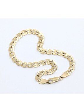 Unique 14K Solid Yellow Gold Diamond Cut Mariner Anchor Link Bracelet - 8.50" L